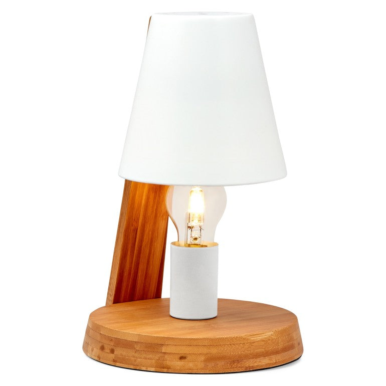 Natural Bamboo Base Table Lamp - White & Gold