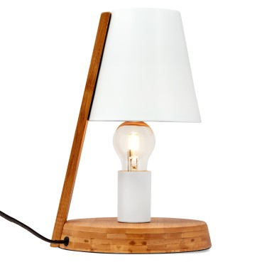 Natural Bamboo Base Table Lamp - White & Gold