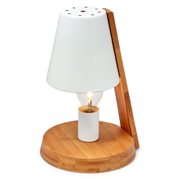 Natural Bamboo Base Table Lamp - White & Gold