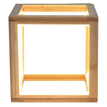 Natural Bamboo Cube LED Lamp - Small