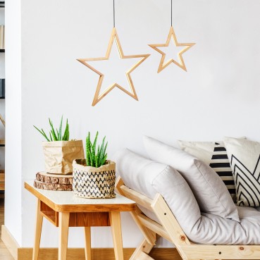 Natural Bamboo Star LED Ceiling Lamp - Large