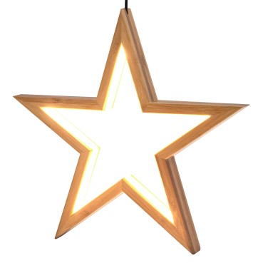 Natural Bamboo Star LED Ceiling Lamp - Small