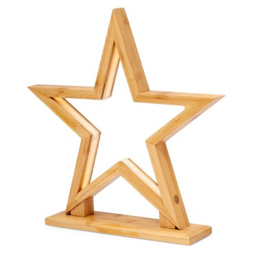 Natural Bamboo Star LED Lamp - Small