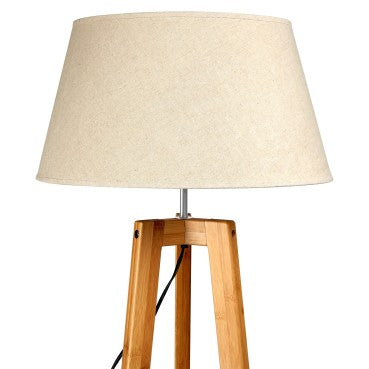 Natural Bamboo Tripod Floor Lamp with Beige Shade