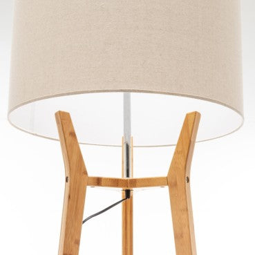 Natural Bamboo Tripod Floor Lamp with Beige Shade