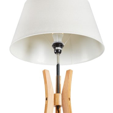 Natural Bamboo Tripod Table Lamp with White Shade - Large