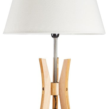 Natural Bamboo Tripod Table Lamp with White Shade - Large