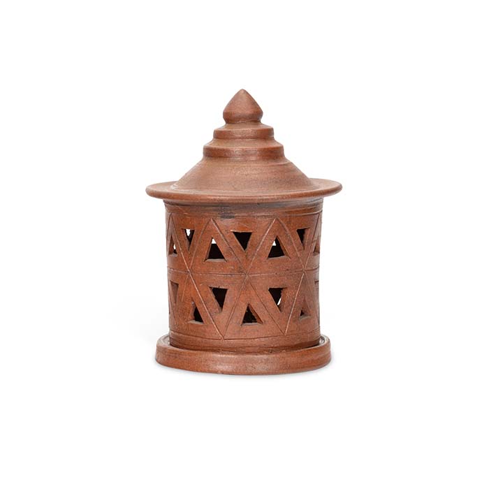 Natural Brown Terracotta Cylindrical Lantern