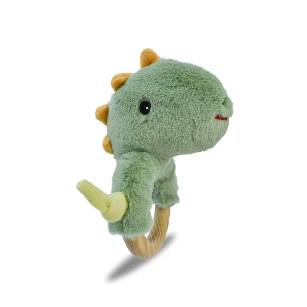 Natural Comfort Minty Dino Wooden Ring Rattle