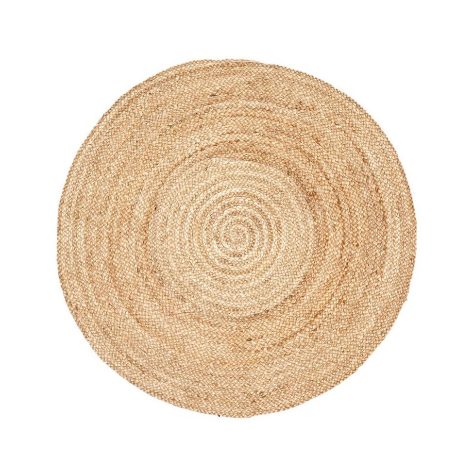 Natural Crocheted Pattern Jute Rug - Round 100cms