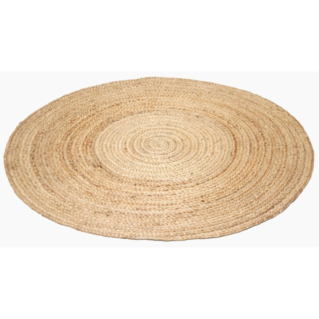 Natural Crocheted Pattern Jute Rug - Round 100cms