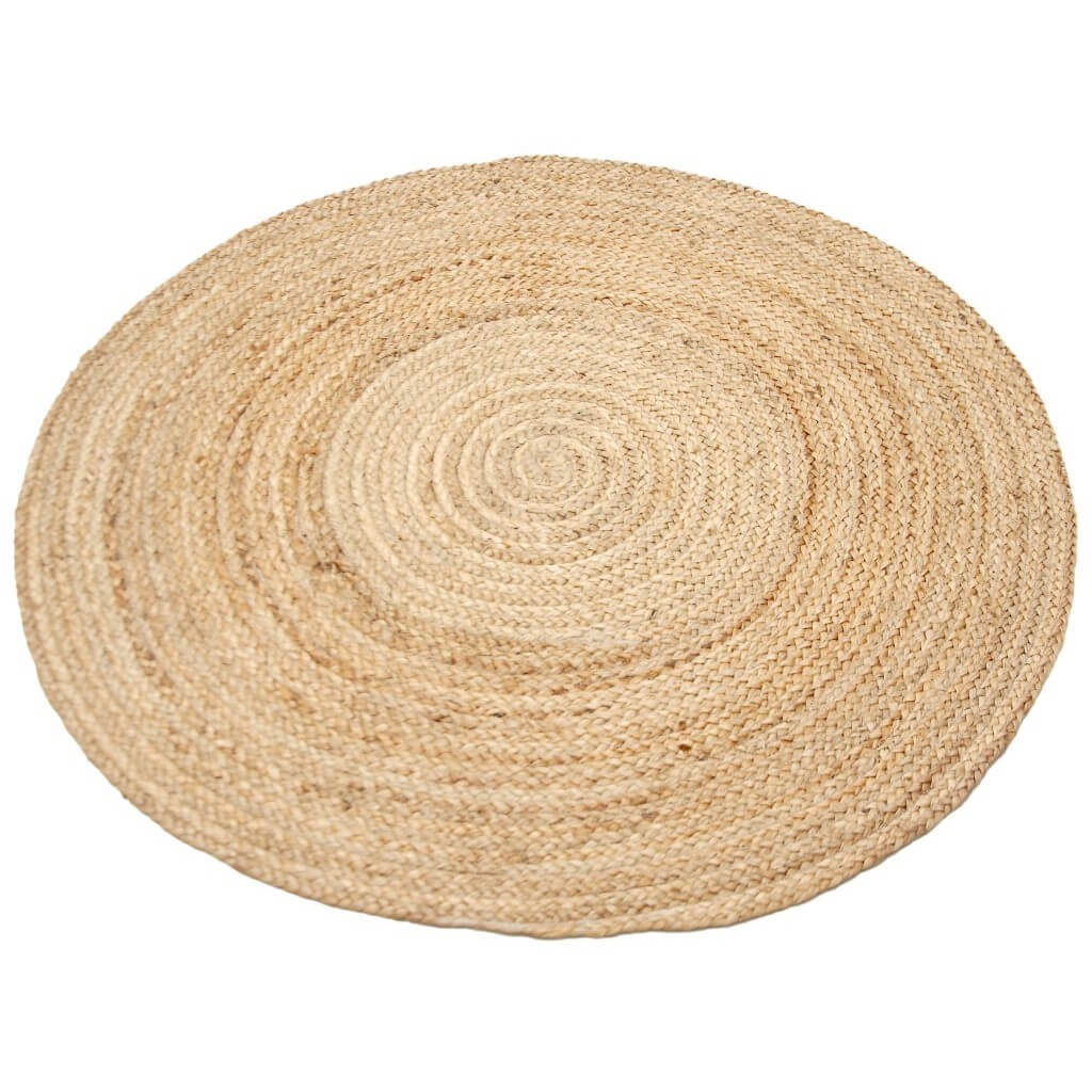 Natural Crocheted Pattern Jute Rug - Round 100cms