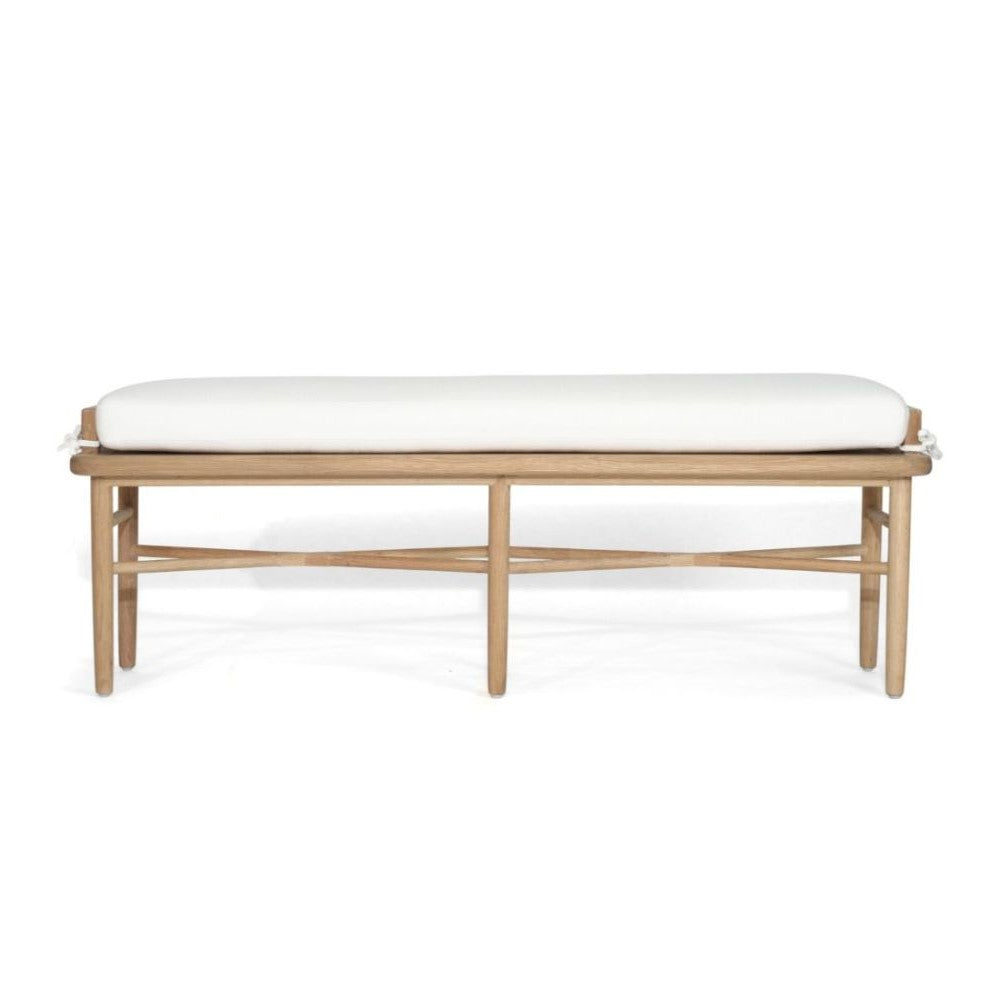 Natural Finish Bed End Bench With White Cushion