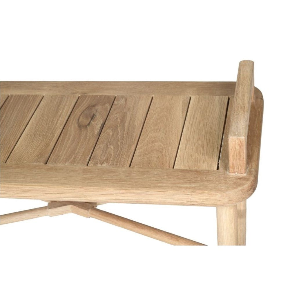 Natural Finish Bed End Bench With White Cushion