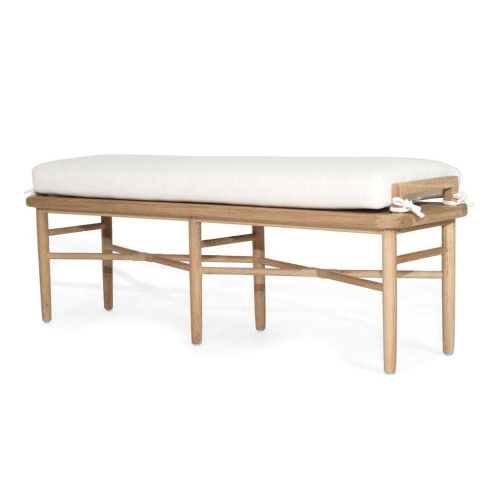 Natural Finish Bed End Bench With White Cushion