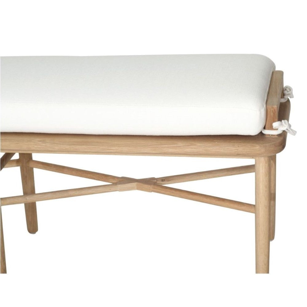 Natural Finish Bed End Bench With White Cushion