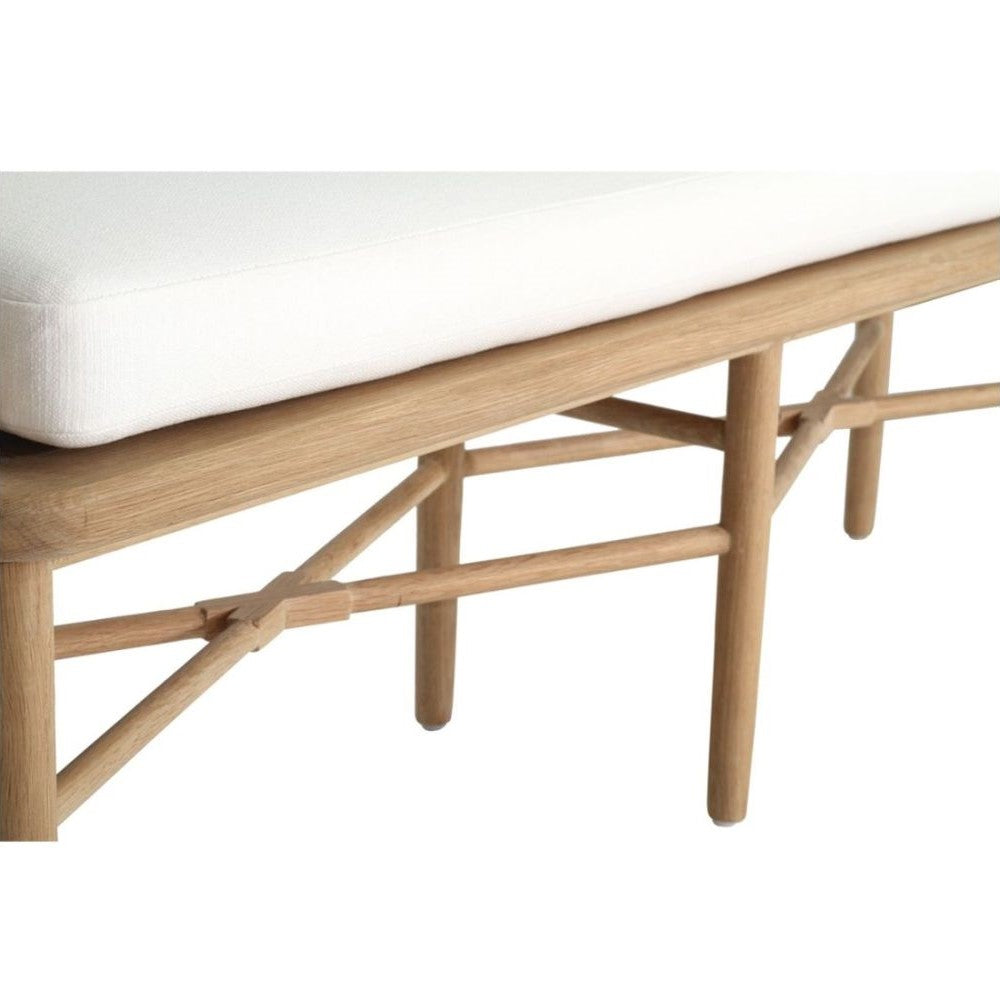 Natural Finish Bed End Bench With White Cushion