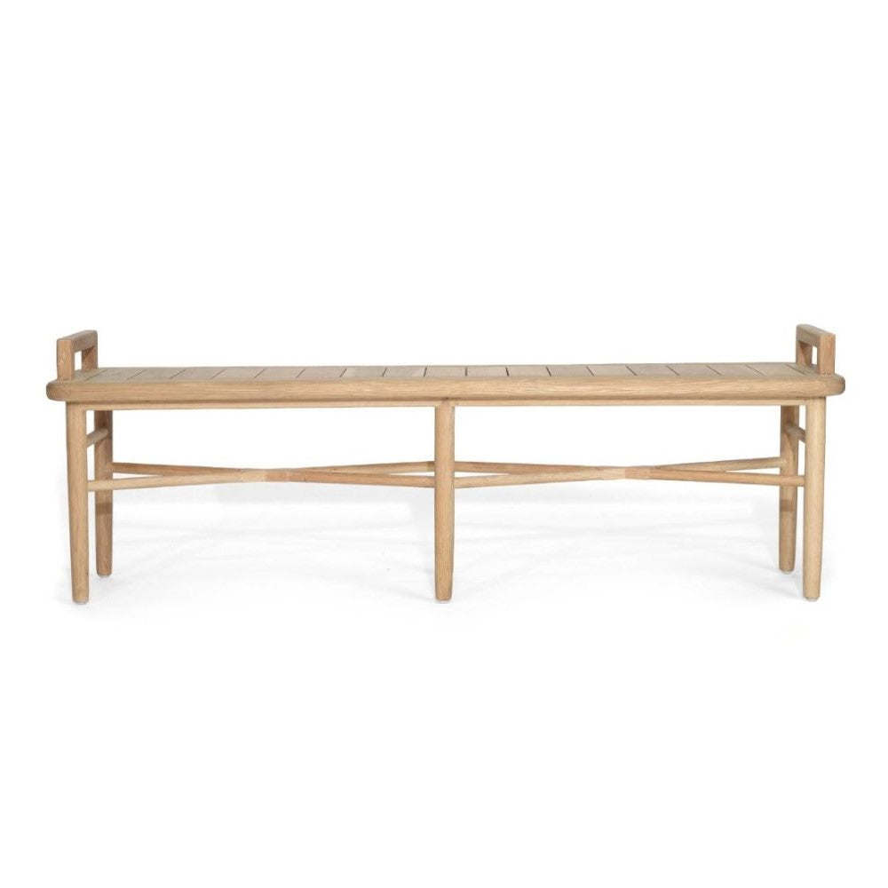 Natural Finish Bed End Bench With White Cushion