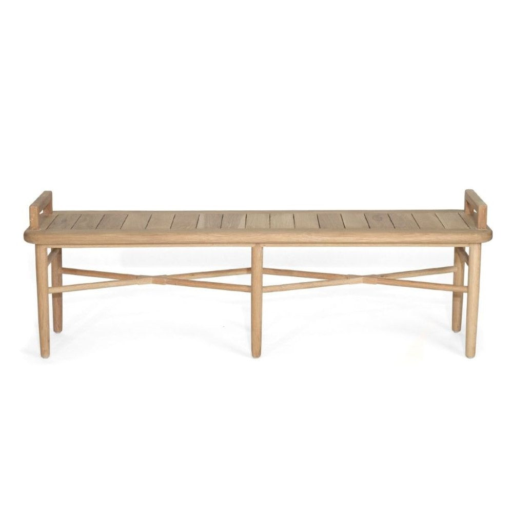 Natural Finish Bed End Bench With White Cushion