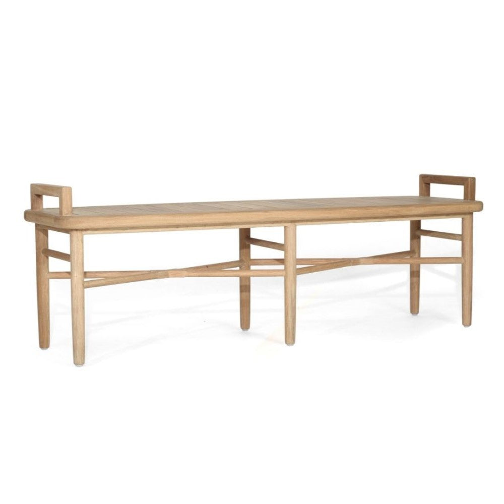 Natural Finish Bed End Bench With White Cushion