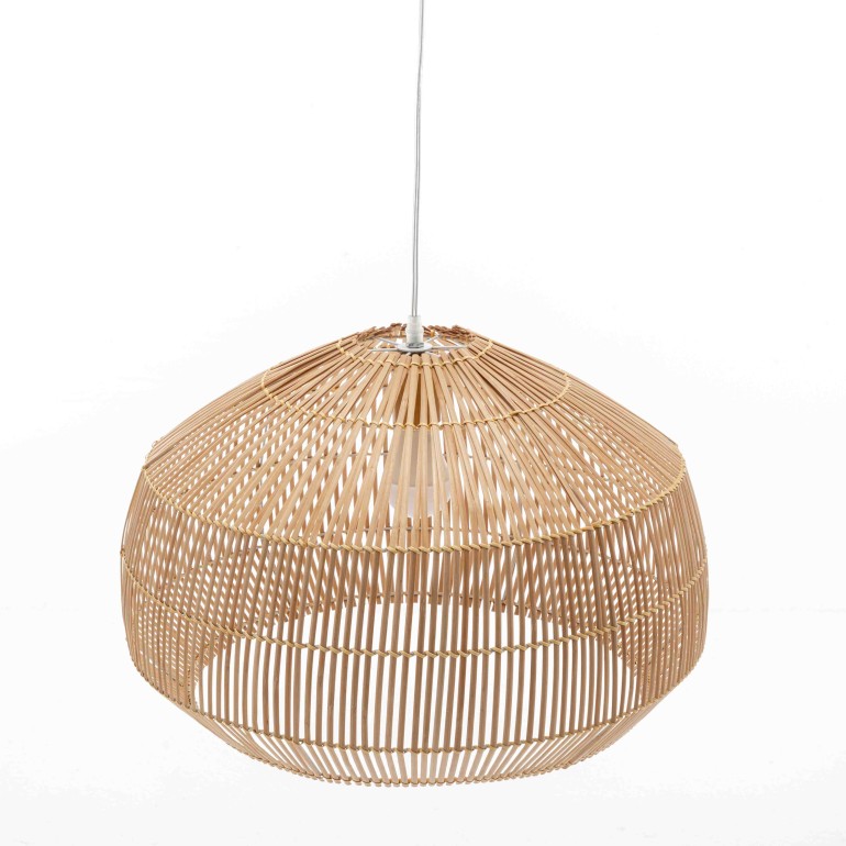 Natural Hand-Woven Bamboo Cage Pendant Lamp - Large