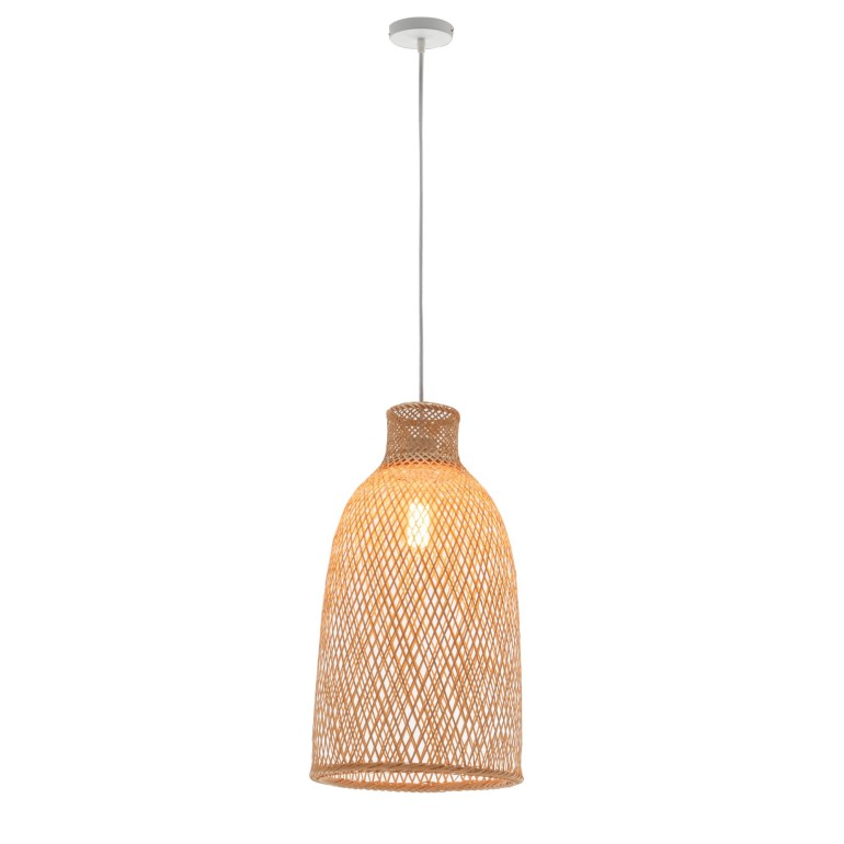 Natural Hand-Woven Bamboo Cone Pendant Lamp