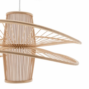 Natural Hand-Woven Bamboo Double Wide Brim Pendant Lamp - Large