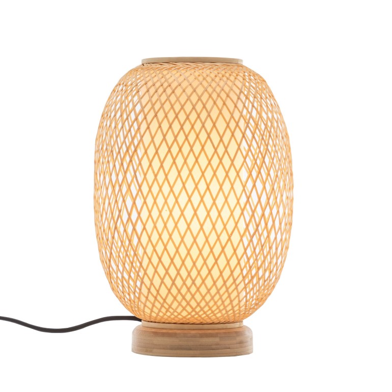 Natural Hand-Woven Bamboo Oval Table Lamp