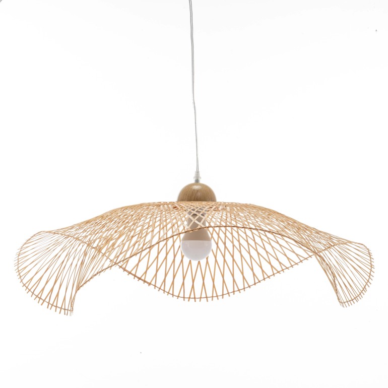 Natural Hand-Woven Bamboo Wave Pendant Lamp - Large