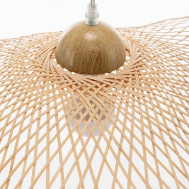 Natural Hand-Woven Bamboo Wave Pendant Lamp - Small