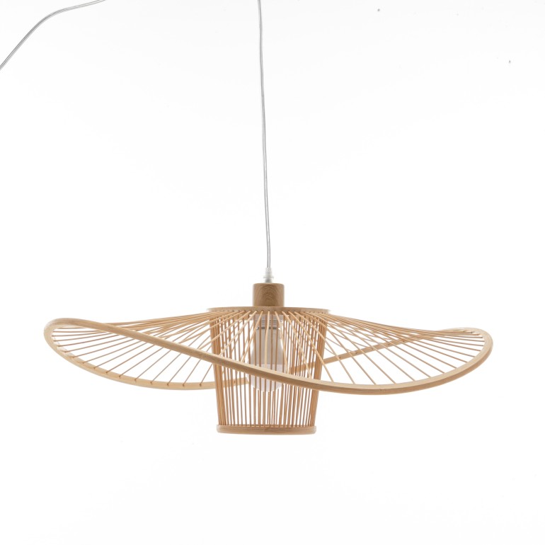 Natural Hand-Woven Bamboo Wide Brim Pendant Lamp - Large