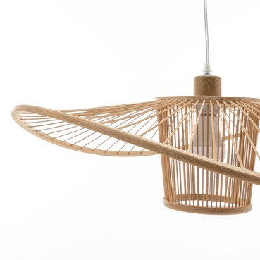 Natural Hand-Woven Bamboo Wide Brim Pendant Lamp - Large