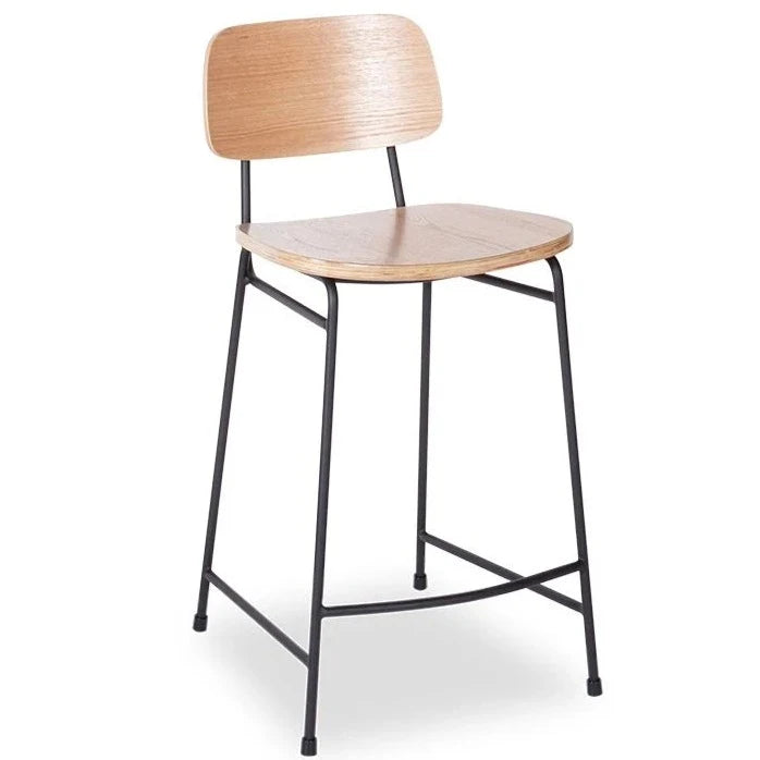 Natural Modern Black Frame Stool (Available in 2 Sizes)