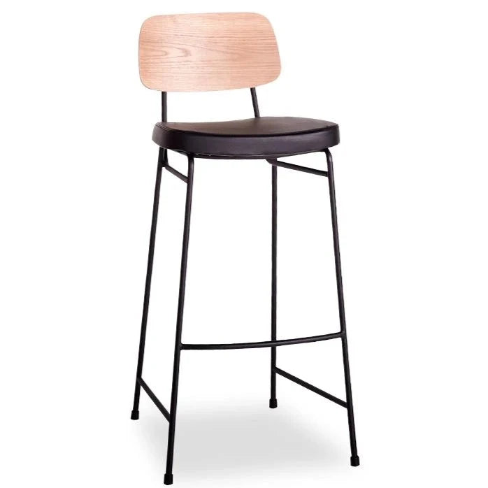 Natural Modern Black Padded Seat Frame Stool (Available in 2 Sizes)