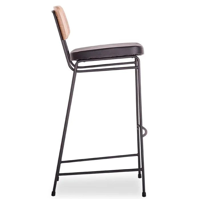 Natural Modern Black Padded Seat Frame Stool (Available in 2 Sizes)