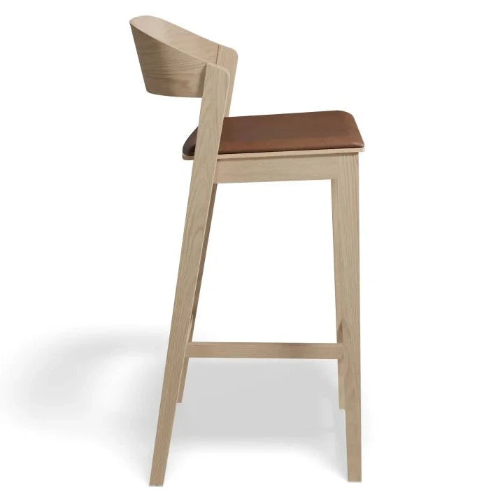 Natural Oak Vinyl Seat Pad Kitchen Stool - 65cms (Available in 3 Colors)