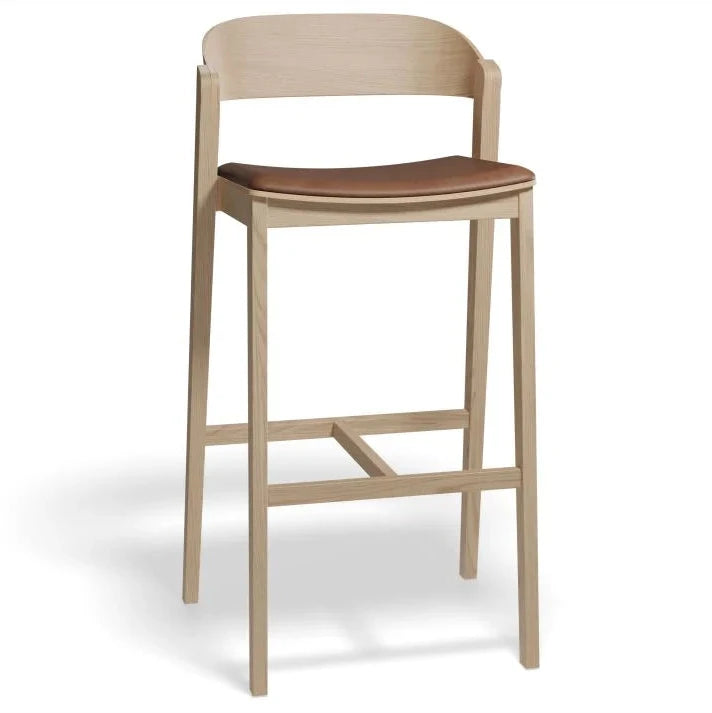 Natural Oak Vinyl Seat Pad Kitchen Stool - 75cms (Available in 3 Colors)