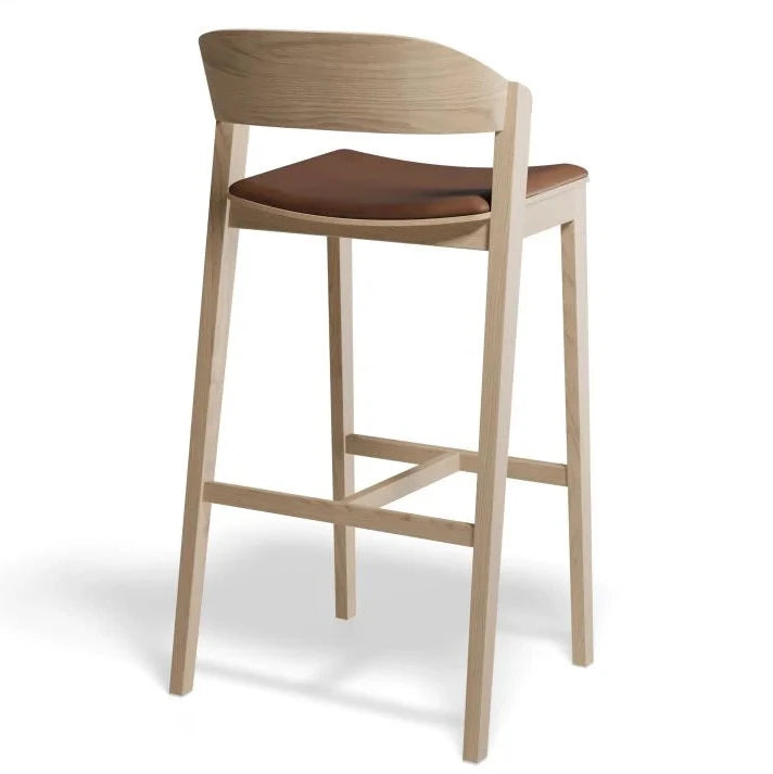 Natural Oak Vinyl Seat Pad Kitchen Stool - 75cms (Available in 3 Colors)