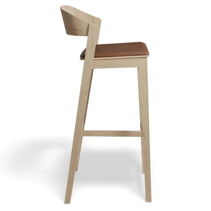 Natural Oak Vinyl Seat Pad Kitchen Stool - 75cms (Available in 3 Colors)