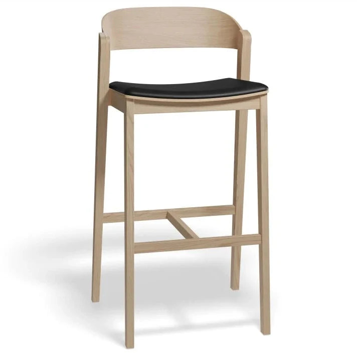 Natural Oak Vinyl Seat Pad Kitchen Stool - 75cms (Available in 3 Colors)