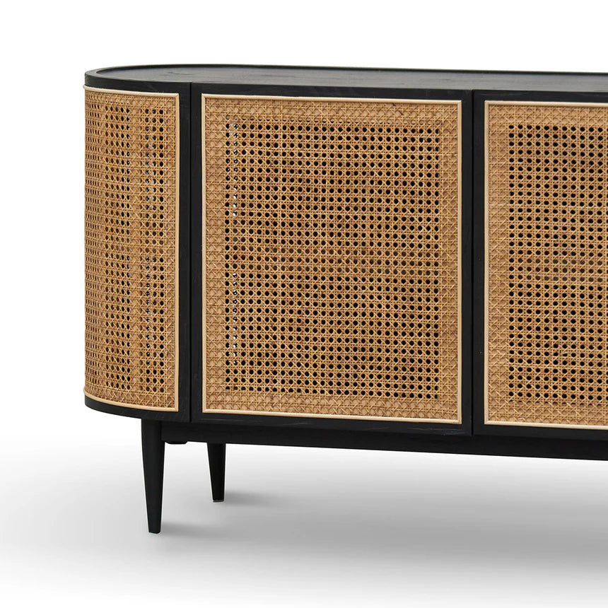 Natural Rattan Door Sideboard 145cms - Black