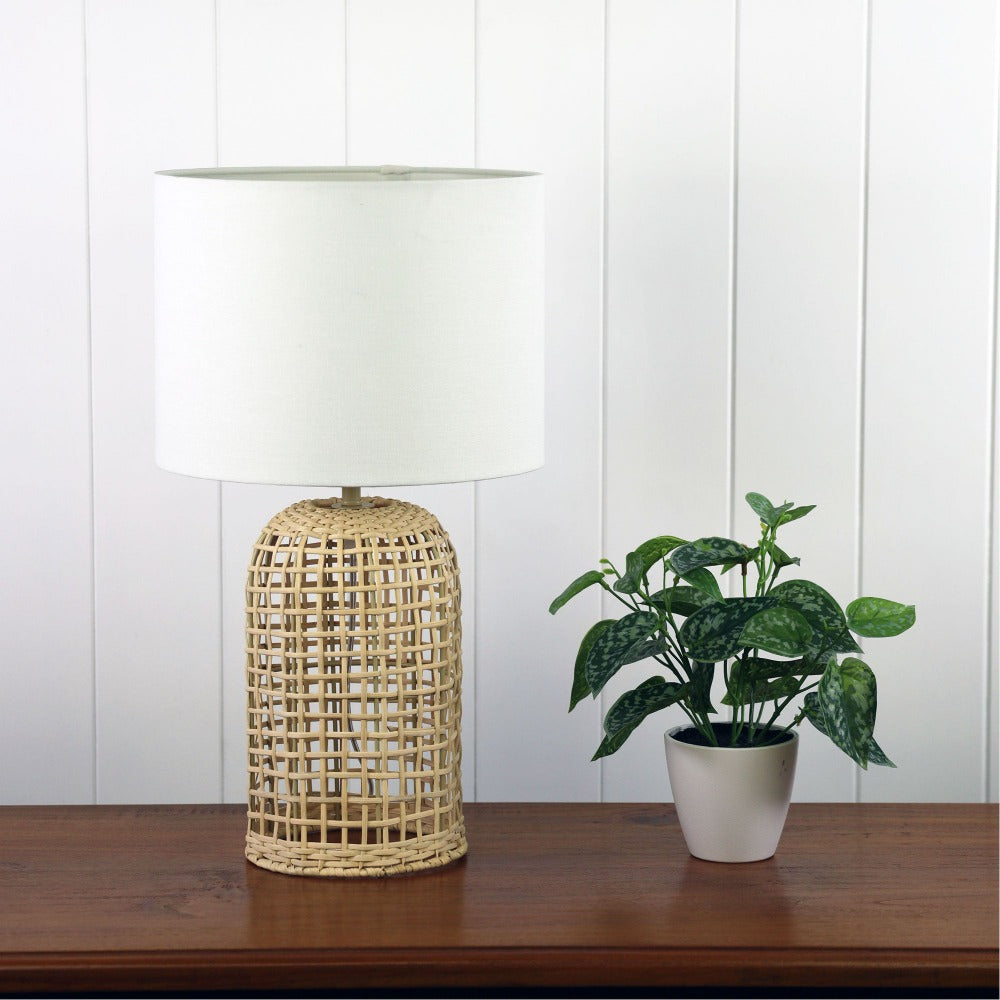 Natural Rattan Lamp Base with Shade