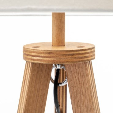 Natural Rubberwood Tripod Floor Lamp