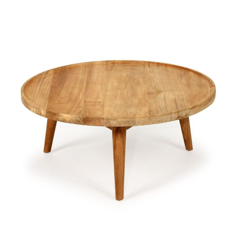 Natural Teak Wood Round Coffee Table - 70cms