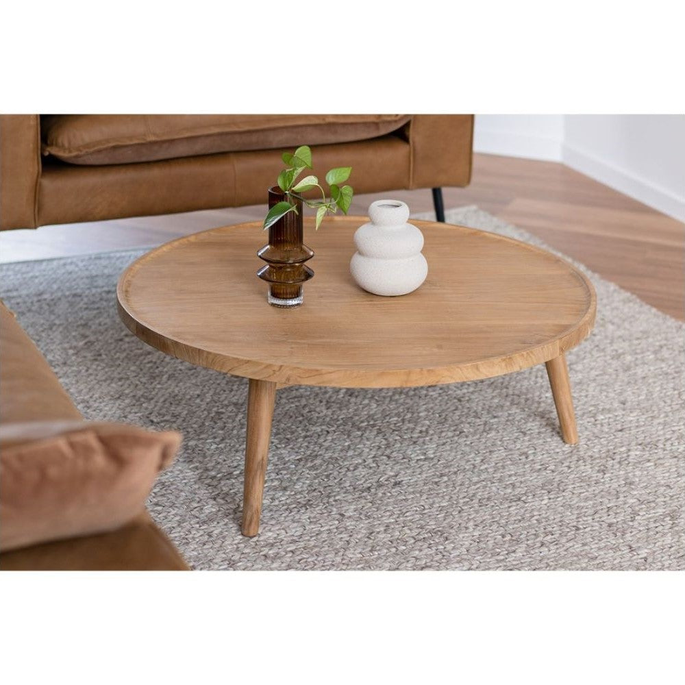 Natural Teak Wood Round Coffee Table - 70cms