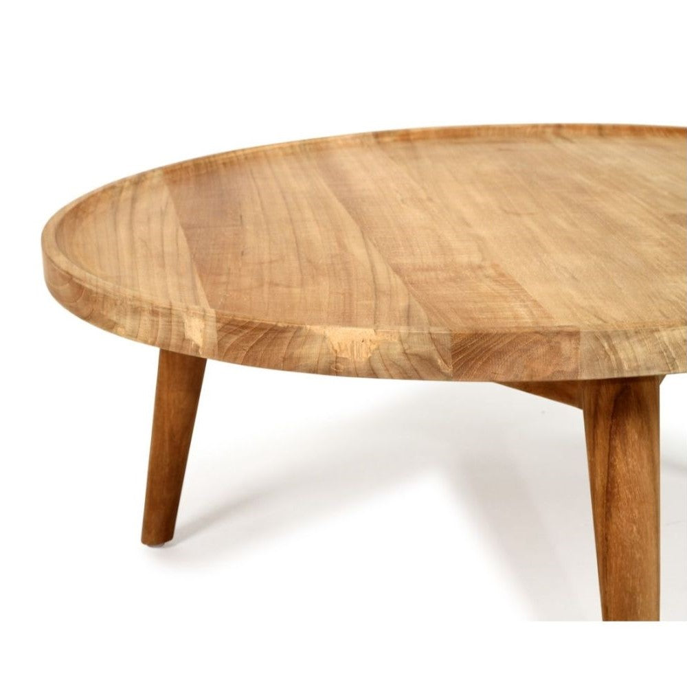 Natural Teak Wood Round Coffee Table - 70cms