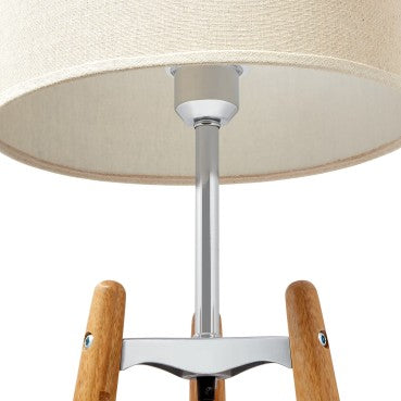 Natural Tripod Table Lamp with Beige Shade