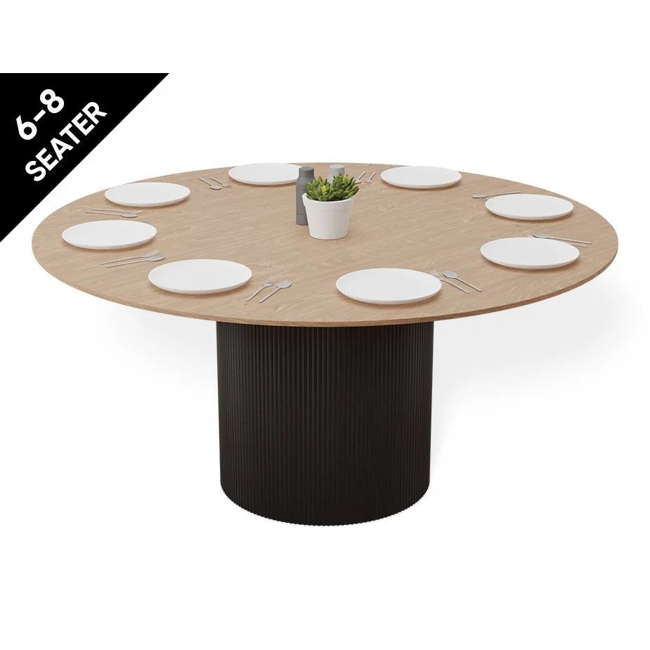 Natural Wood Top Modern Dining Table 155cms (Available in 2 Colors)