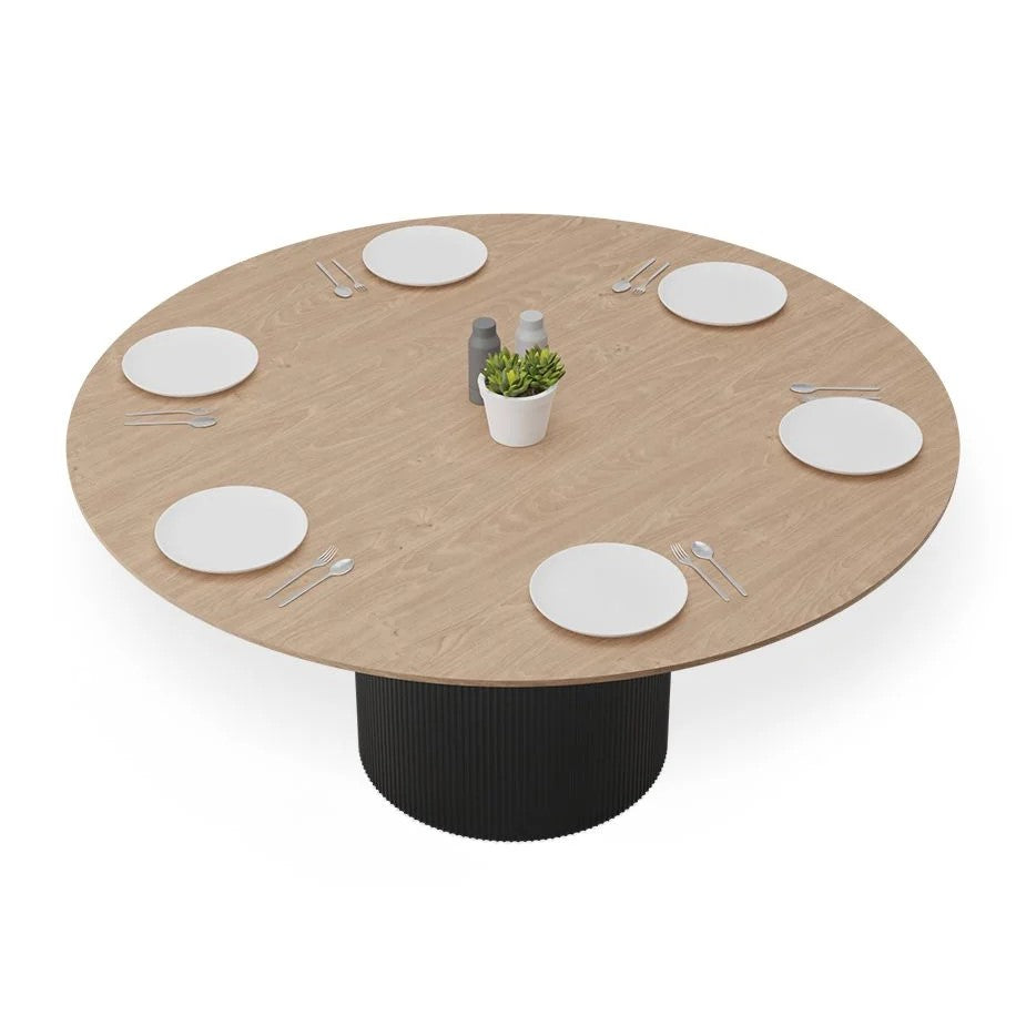 Natural Wood Top Modern Dining Table 155cms (Available in 2 Colors)