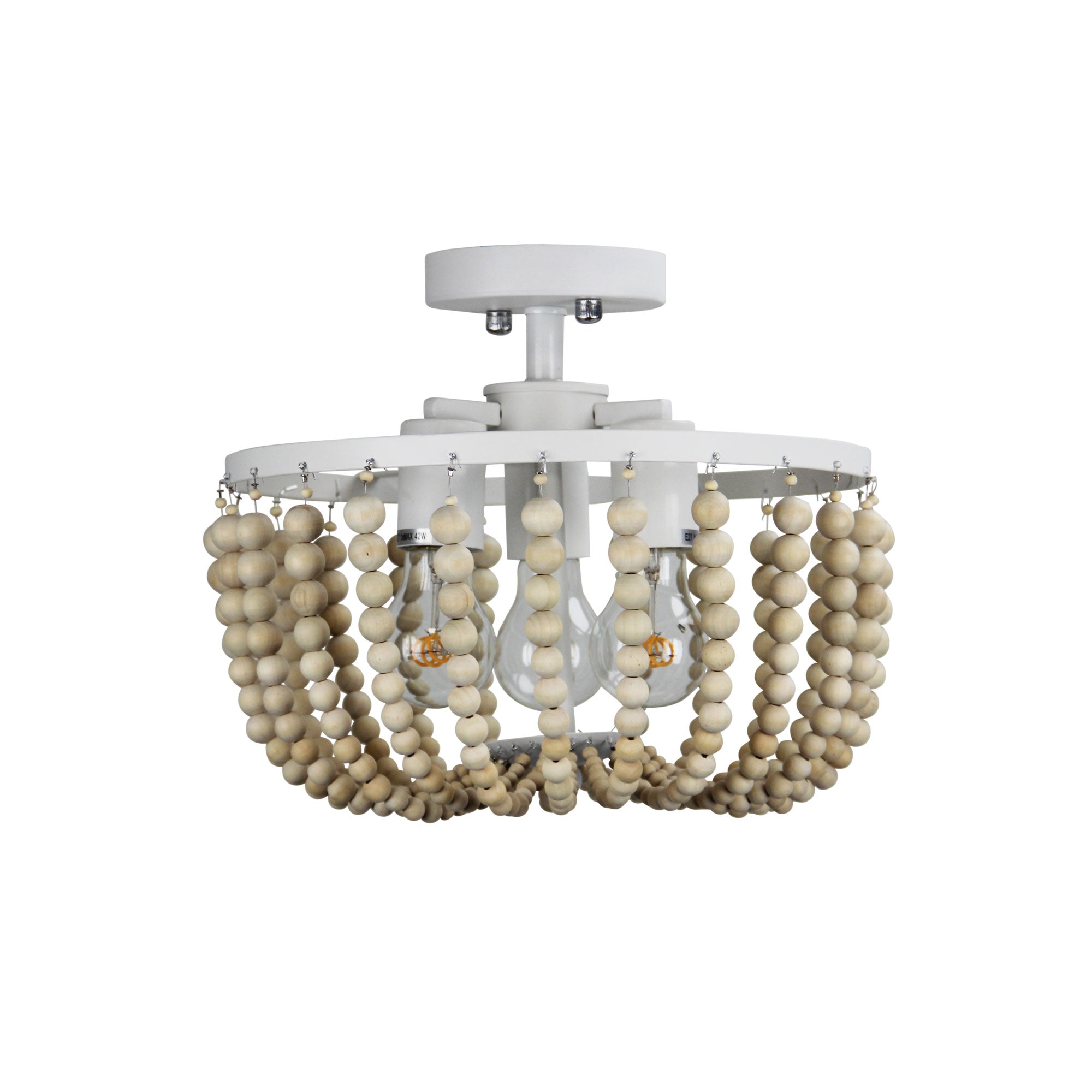 Natural Wooden Beaded Ceiling Light